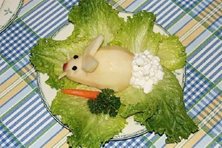 pear rabbit lunch snack